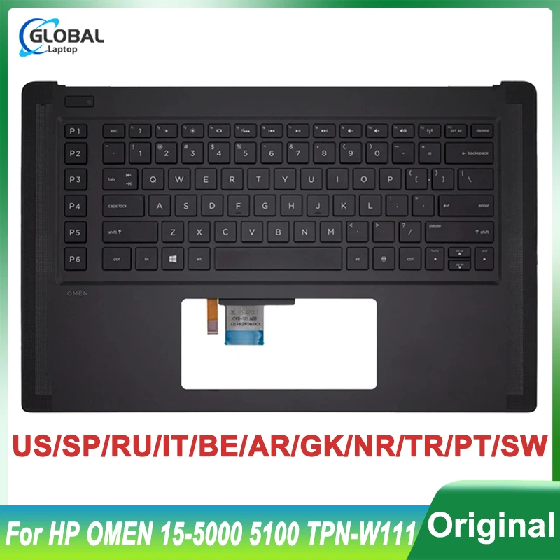 

New Original Keyboard for HP OMEN 15 5000 5100 TPN-W111 788598-001 Laptop Palmrest Upper Top Cover Backlit Keyboard Replacemet