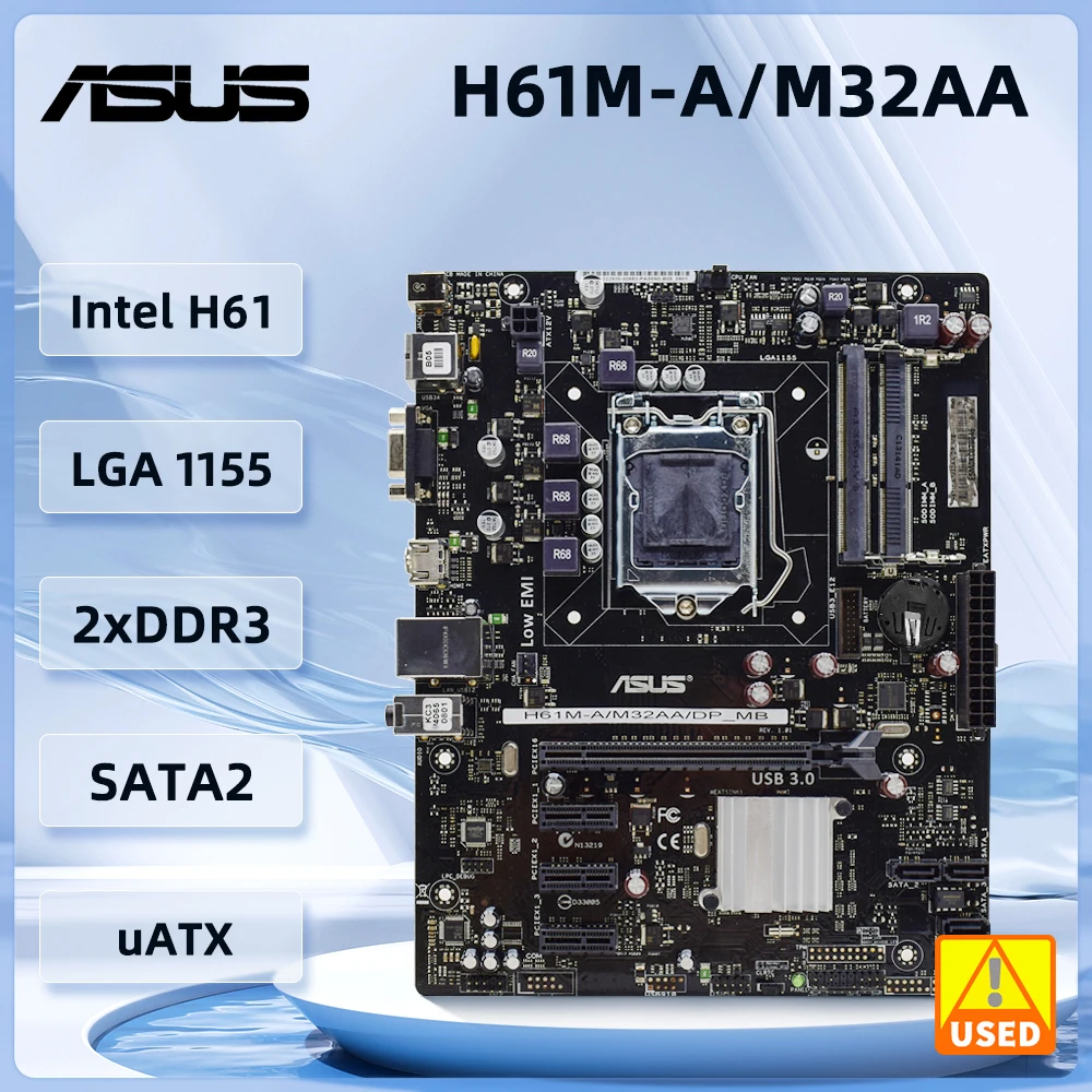 

Intel H61 Motherboard 1155 ASUS H61M-A/M32AAS/DP_MB Motherboard DDR3 16GB RAM DMI USB3.0 PCI-E X16 Slot support 3210 2500 3550