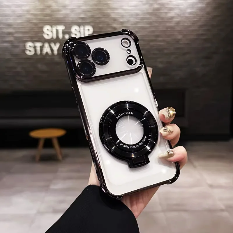 Transparent shockproof Magnetic Holder Phone Bracket Case For Samsung Galaxy S26 S25 S24 S23 S22 S21 Ultra FE Edge Stand Cover