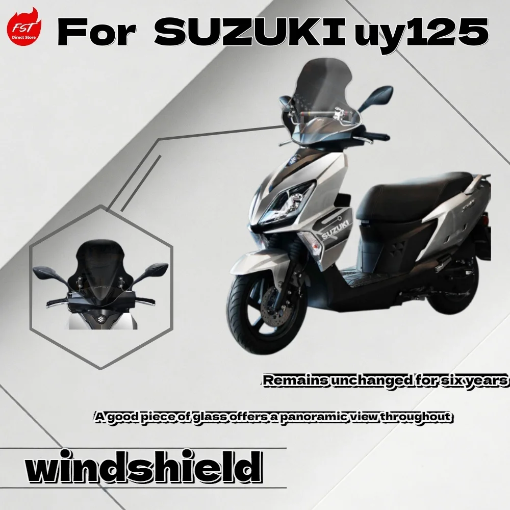 

Модифицированное переднее ветровое стекло для скутера Suzuki UY125, увеличенной высоты, из износостойкого поликарбоната.