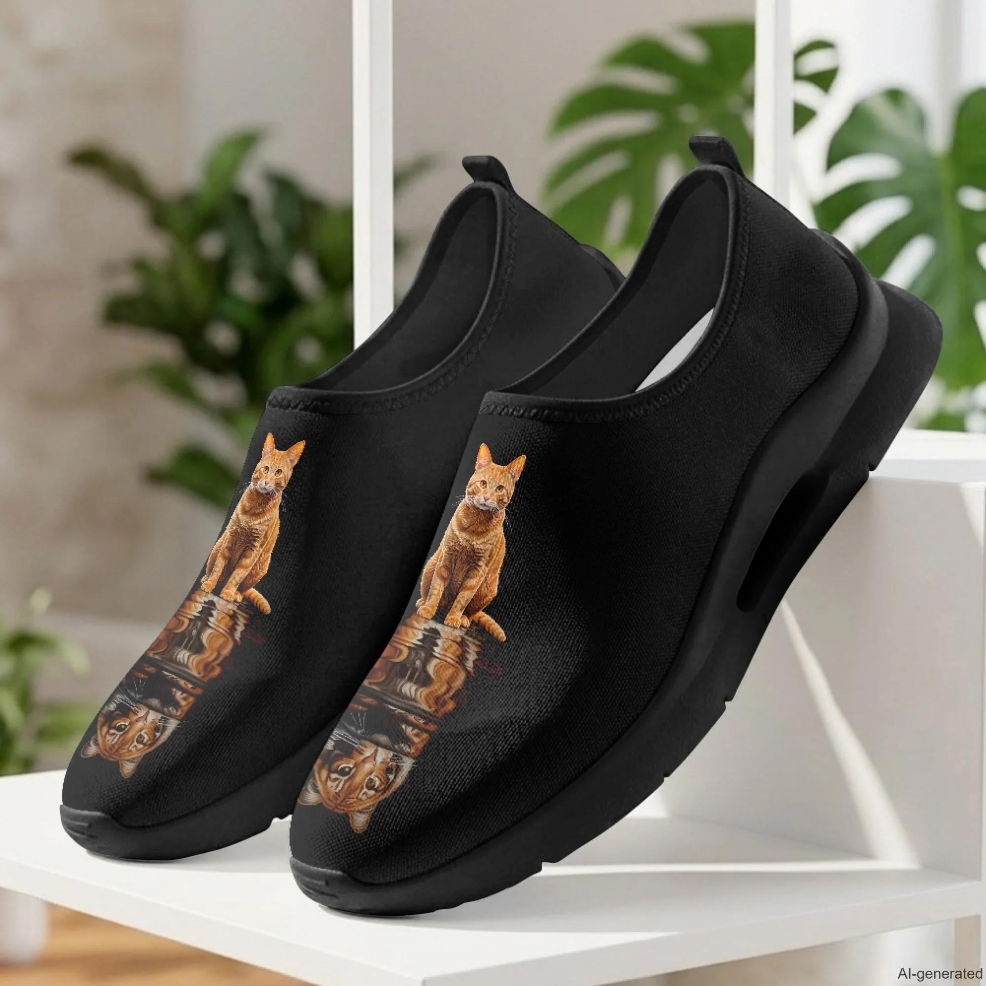 XIXIRIMIDO Mens Casual Shoes Slip On Walking Sneakers Women Gym Workout Shoes Cat Pattern Breathable Mesh Running Sneakers 35-48