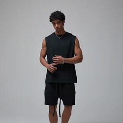 European and American Zero Feel Quick Drying Vest Oversized Cotton Sports Style Men's Tank Top Patchwork Sleeveless T Shirt