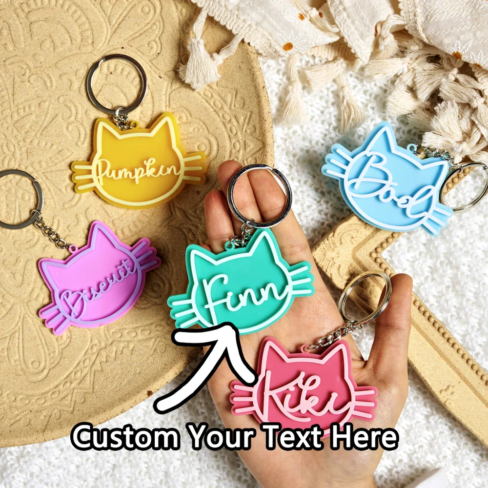 1 шт. брелок из ПММА на заказ — индивидуальное выгравированное имя, дизайн котенка, сделай сам, лазерная гравировка, идеальный аксессуар для ежедневного использования и очаровательный