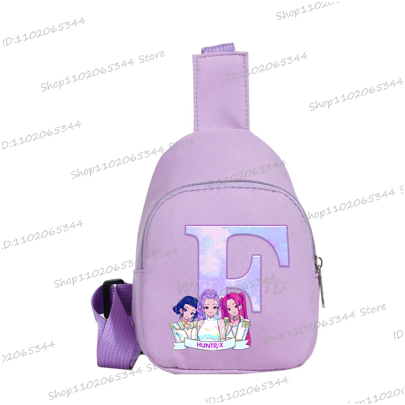 Fashionable Anime Cartoon Letter A-Z Chest Bag Cartoon Print Girls Boys Trendy Outdoor Leisure Messenger Bag Y2K Chest Bags