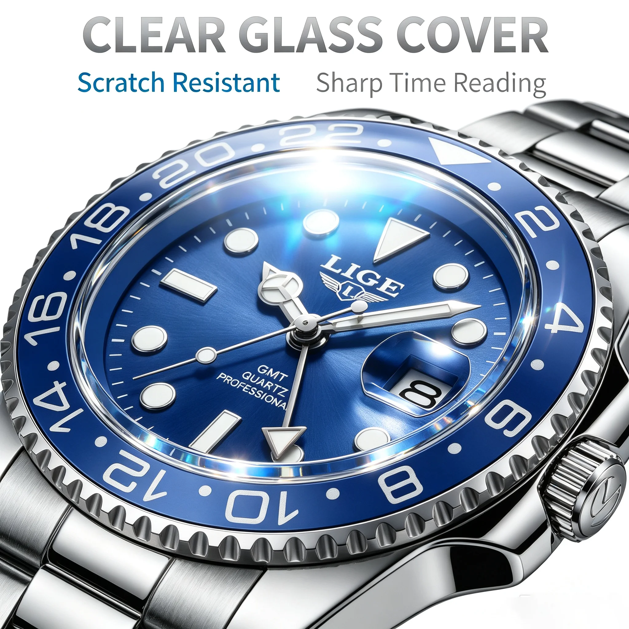 LIGE High Quality Luxury Men's Watch Waterproof Quartz Watch Stainless Steel Strap Luminous Sports Watches Gifts Watches For Man
