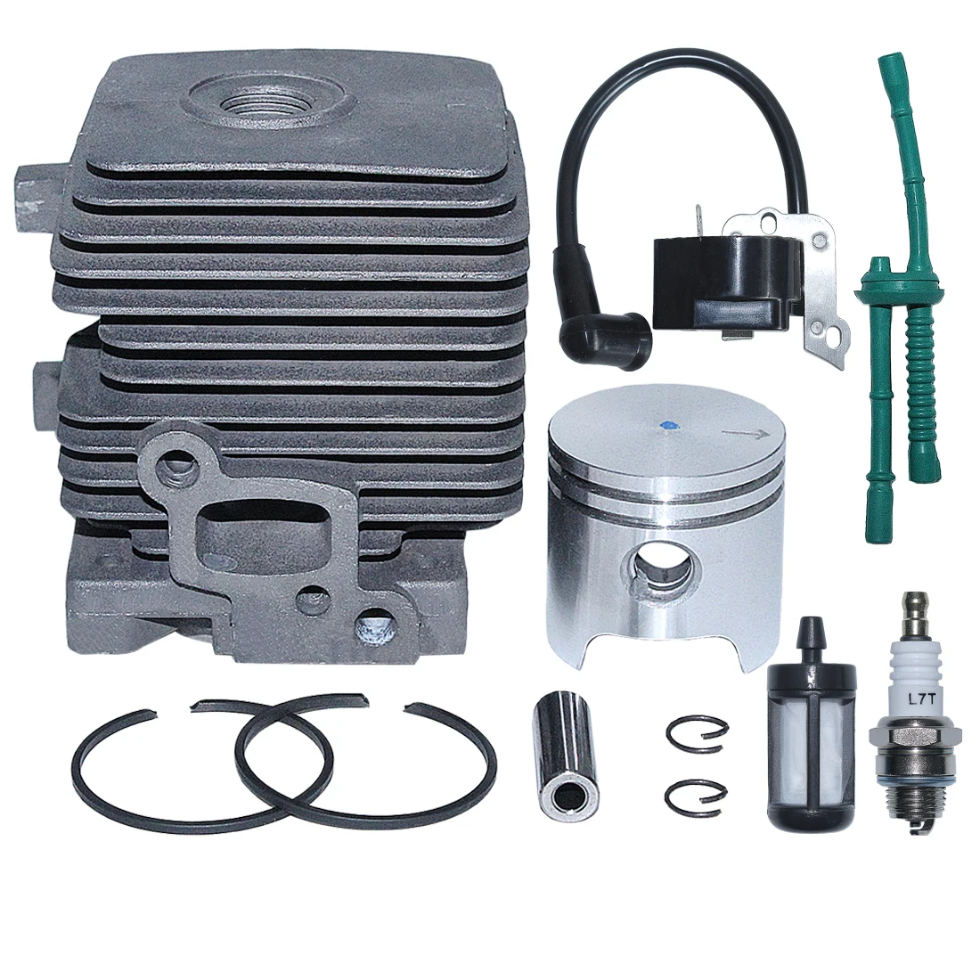 Bobina de ignição de pistão de cilindro de 34mm com kit de vela de ignição de linha de filtro de combustível para aparador Stihl FS55 FS45 FS38 4140 020 1202