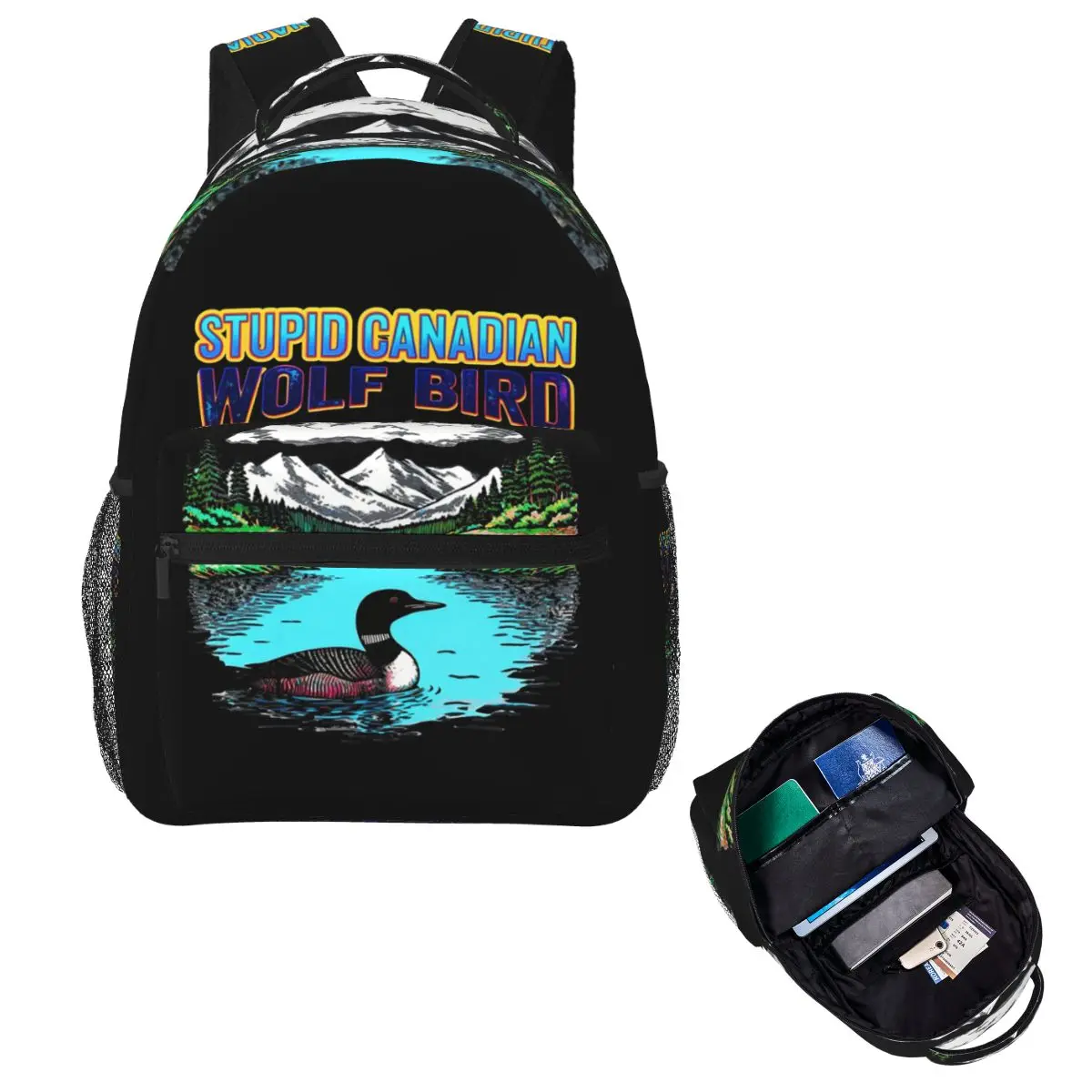 Heated Rivalry Stupid Canadian Wolf Bird Student Backpack School Bag Hiking Travel Daypack for Men Women Bookbag Shoulder Bags