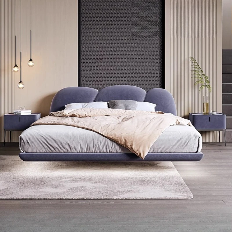 

Italian Designer Luxury Bed 200×180cm Loft Floating Modern King Double Bed Headboards Cabinets Adults Camas Bedroom Furniture