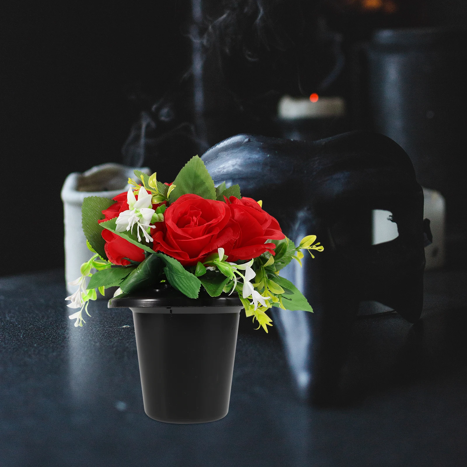 

Tombstone Decoration Artificial Rose Bouquet Flowers Cemetery Decorations for Grave Vase Christmas Silk Cloth Gravesites