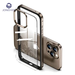Luxury 2 IN 1 Acrylic Clear Case For iPhone 13 14 15 16 Pro Max Light Aluminum Metal Lens Frame Ultra Thin Alloy Bumper Cover