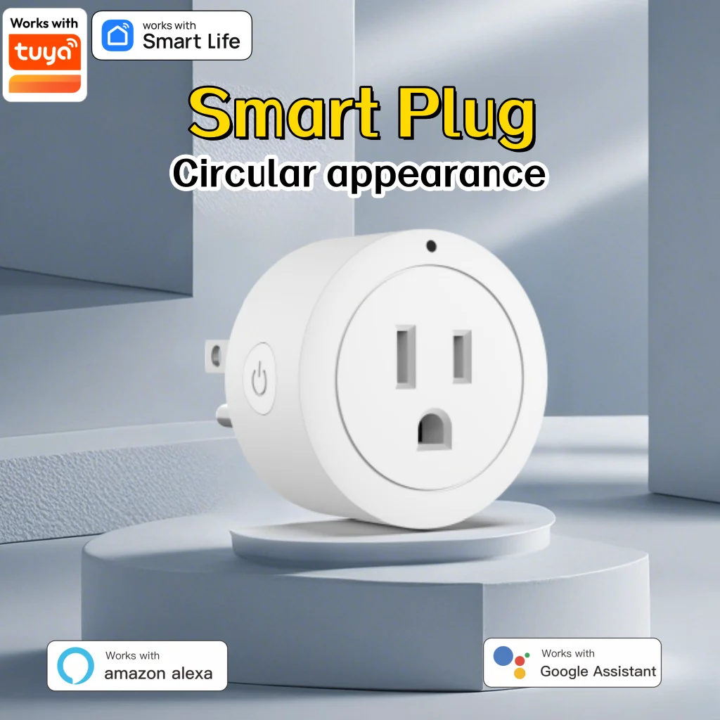 Tuya U.S.-Standard Smart WiFi Plug 10A, with Timer Function, Voice Control, Compatible with Alexa and Google Home