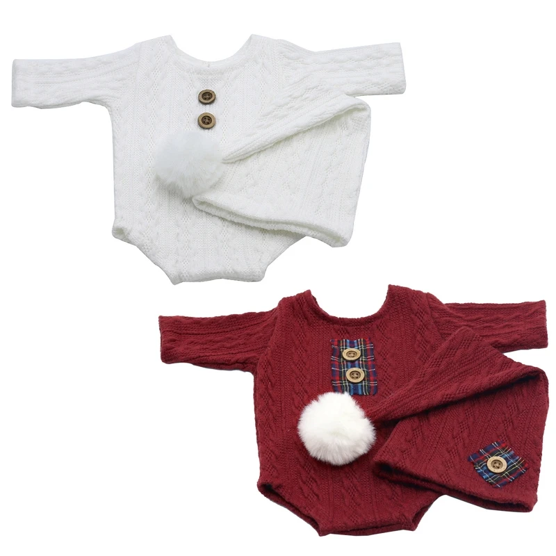 

Knitting Hat & Long Sleeves Shirt Baby Shower Photo Clothes Xmas Cosplay Outfits