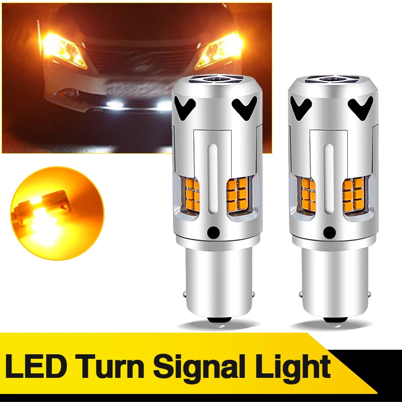 

2PCS 1156 LED Bulbs BA15S P21W PY21W LED Turn Signal Lights Bulb 25W 6000K Amber BAU15S Car Parking Back Lamps 12V 7507 For Cars
