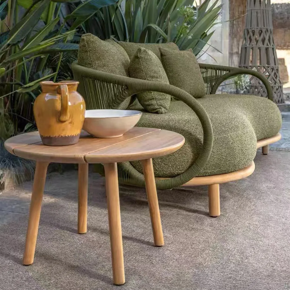 

Уличный диван из ротанга, тик, сад, отель, дизайнерское кресло для отдыха, журнальный столик, набор мебели для балкона