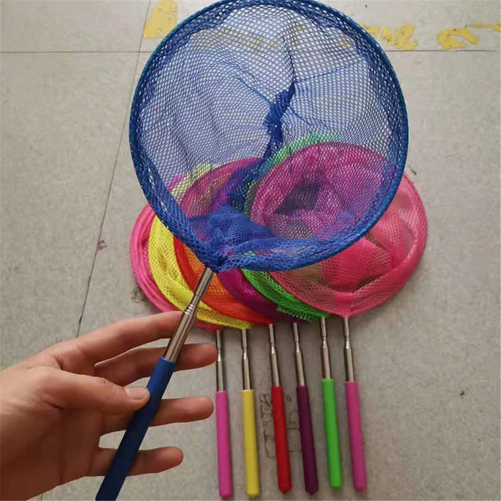 

Children Fishing Net Rainbow Beach Retractable Kids Butterfly Insect Catching Small Fish Catching Net