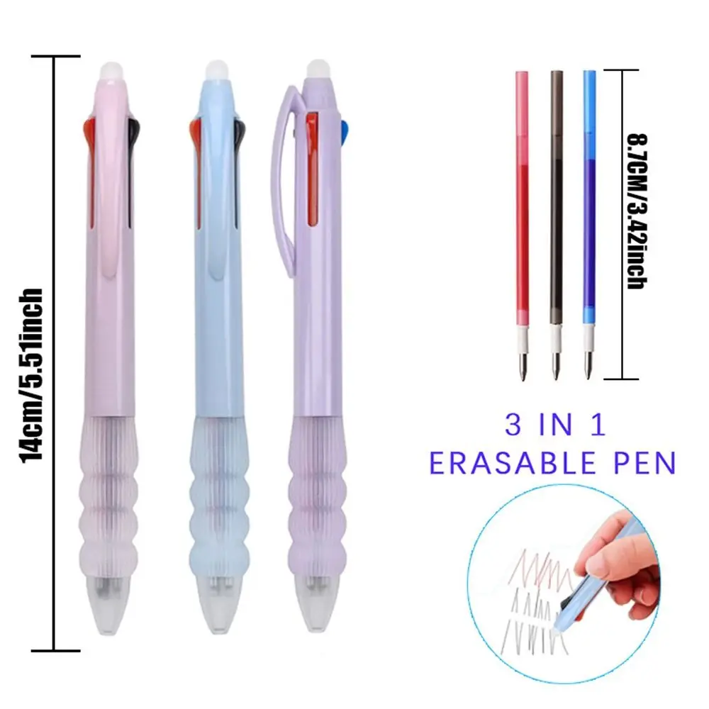 고품질 3-in-1 지워지는 펜 검정/파랑/빨강 잉크 필기 도구 젤 펜 0.5mm 팁 중성펜 학교 사무용