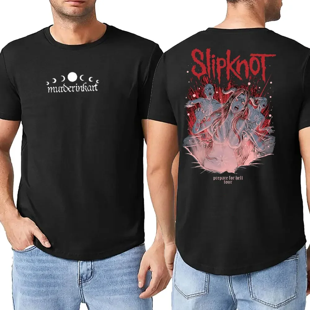 Rock Style Slipknots Printed Men T Shirts for Women Heavy Metal Tees Prepare for Hell Tour Streetwear T-shirt Cotton Casual Top