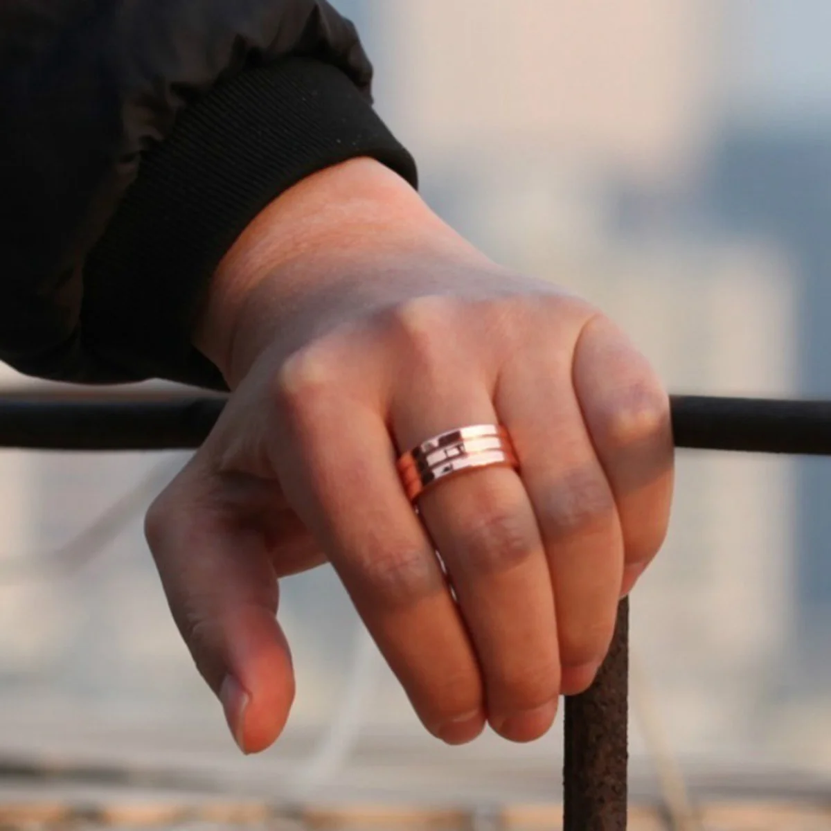 

Magnetic Therapy Ring Durable Electroplated Rose Gold Acupressure Health Care Breath Aid Open Ring