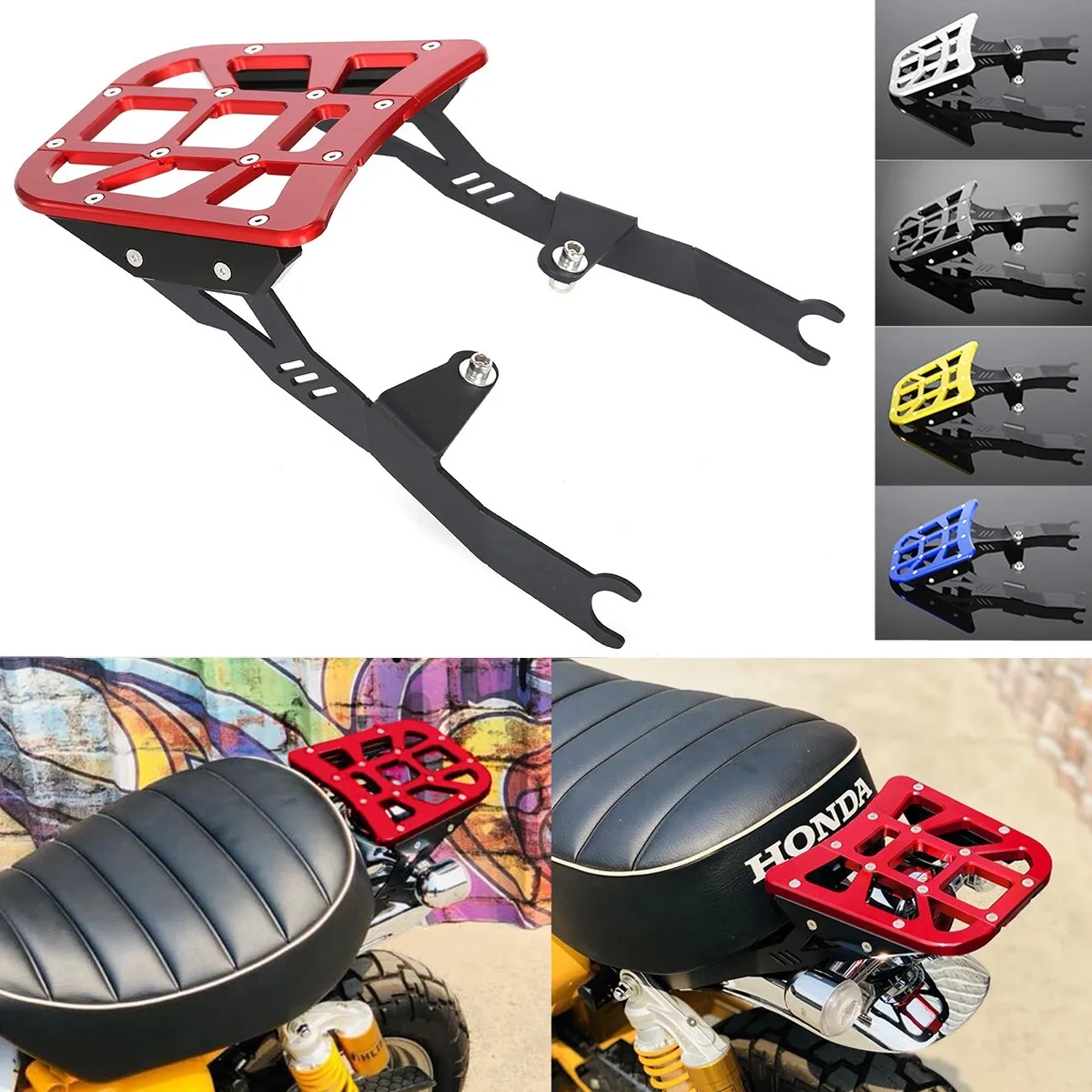 

CNC Rear Luggage Rack Carrier Fit For Honda Monkey 125 JB02 JB03 JB05 2019- 2025 CNC Rear Luggage Rack Carrier Fit