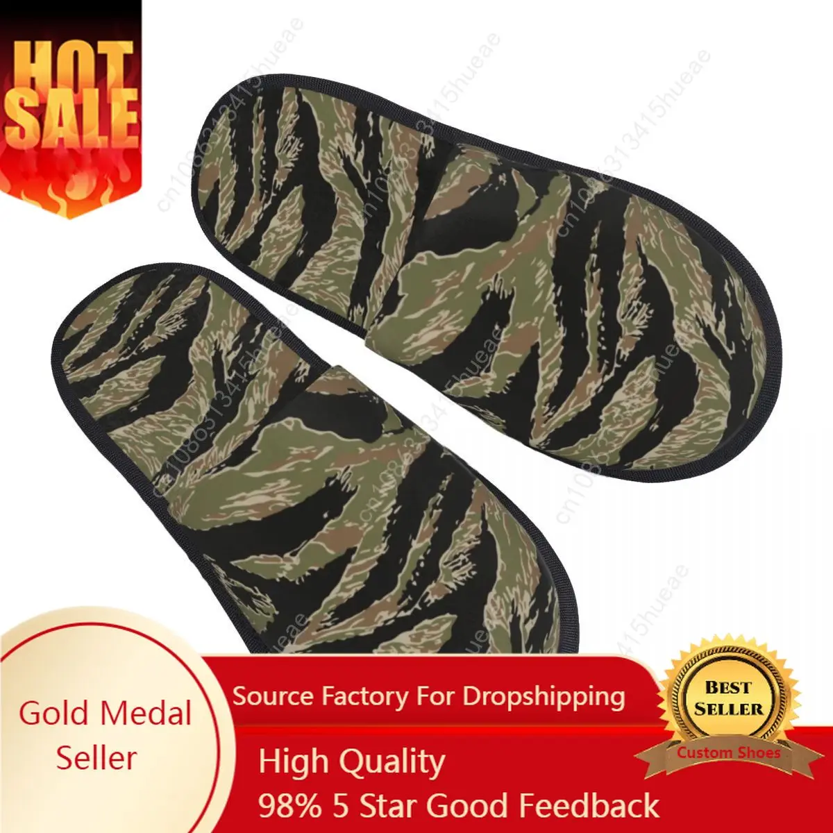 

Custom Tiger Stripe Camo House Slippers Soft Warm Military Tactical Camouflage Memory Foam Fluffy Slipper Indoor Outdoor Shoes