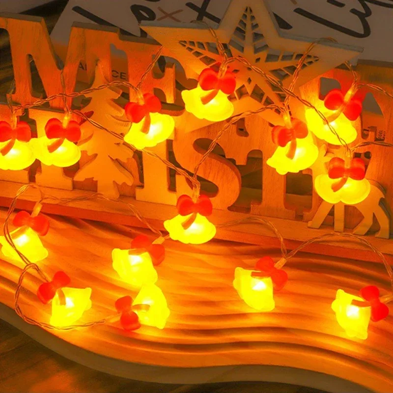 LED سلسلة أضواء عيد الميلاد طاقة البطارية سانتا كلوز أضواء الجرس أضواء الستار نافذة غرفة الكرتون السنة الجديدة الطرف الديكور