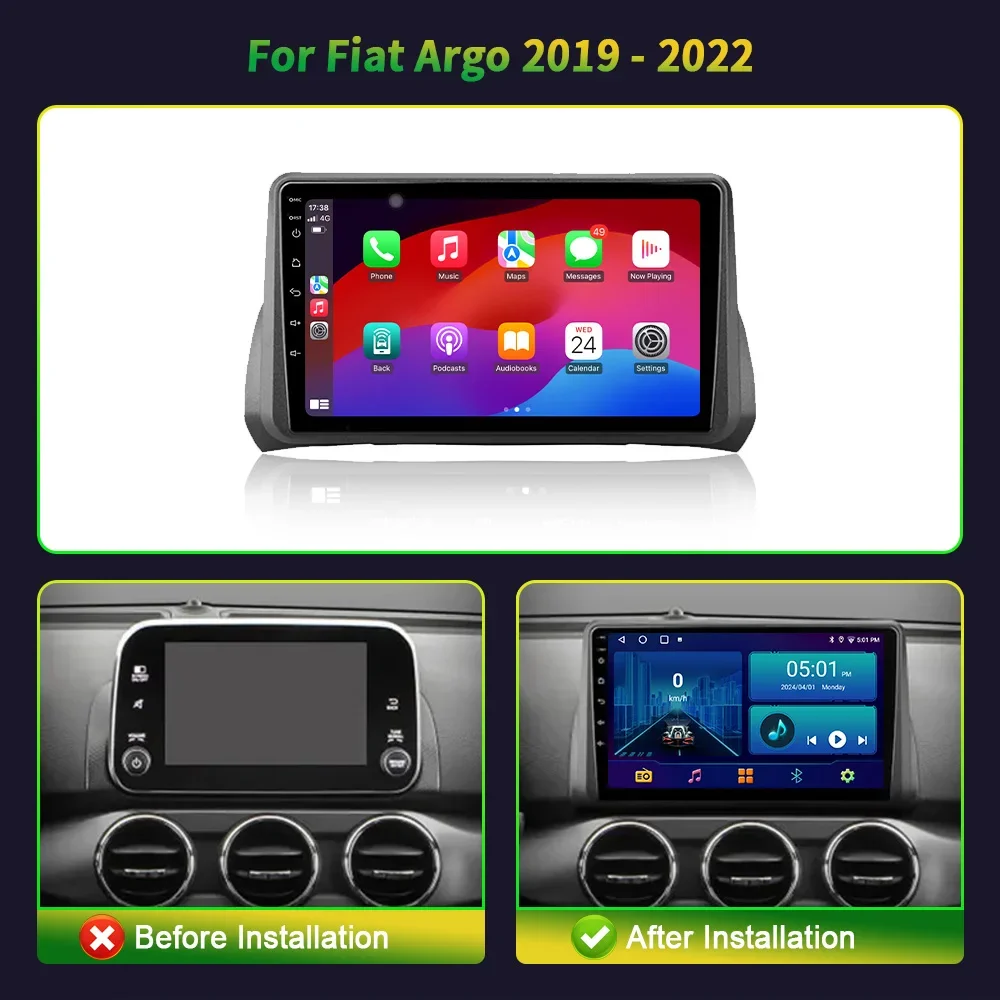 Android 13 For Fiat Argo 2019 - 2022 Multimedia GPS Navigation Video Player Stereo 5G WIFI Car Radio Carplay Auto GPS 360 Camera