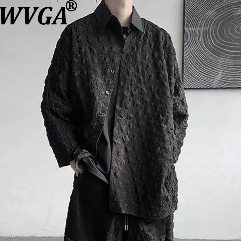 

WVGA Spring New Men Dark Style Yamamoto Trendy Long Sleeved Shirts Niche Chic Casual Asymmetric Turn-Down Collar Tops Ins W19829