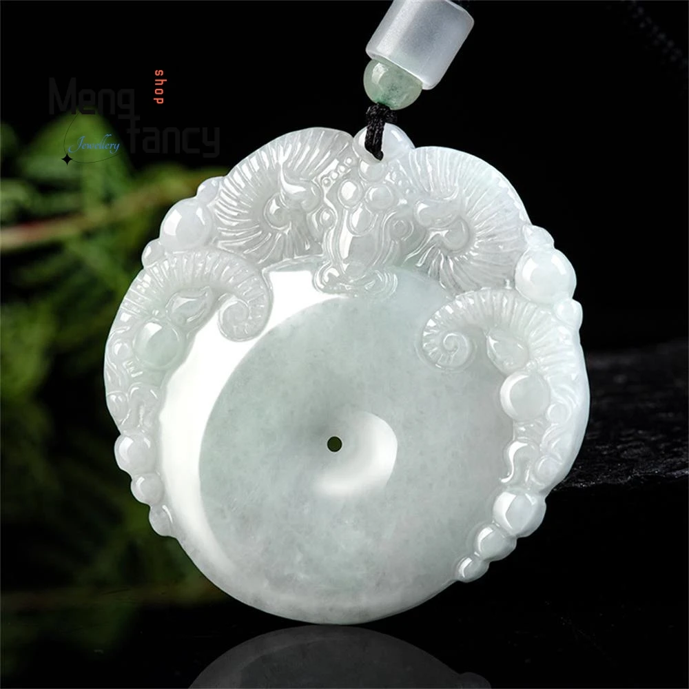 

Natural Jadeite Sanyang Kaitai Safe Buckle Jade Pendant Simple High-grade Exquisite Handicraft Luxury Quality Fashion Jewelry