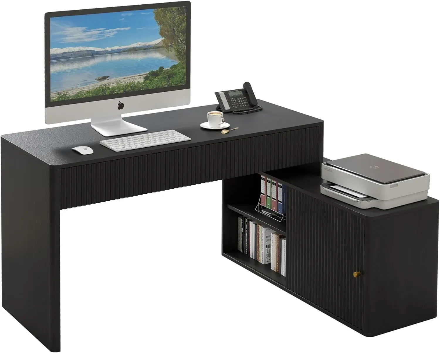 

Modern Computer PC Desk Table with Storage, Corner L Shaped Desk with Drawers, Home Office Desk for Bedroom and Small Space, for