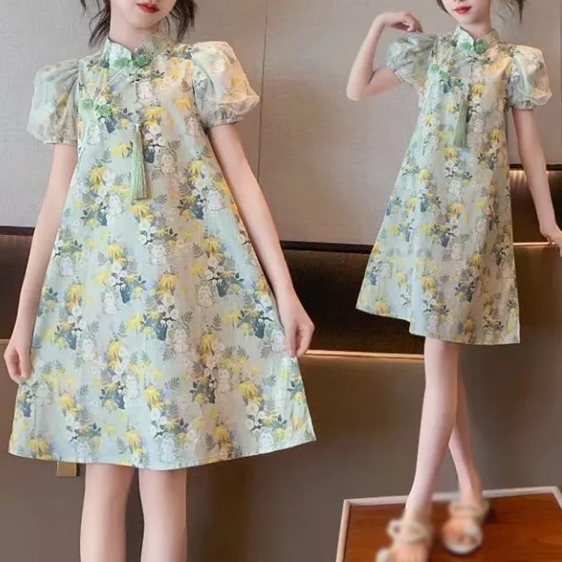 

New Summer Girls' Casual Cheongsam Dress