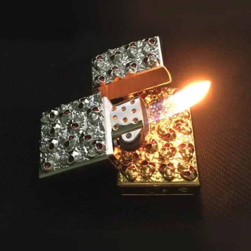 Retro Jack Bronze Metal Gas Lighter,Inflatable Butane Flint Wheels Cigarette Lighter,Fire Smoker Best Gift Men Gadget,men\'s Gift