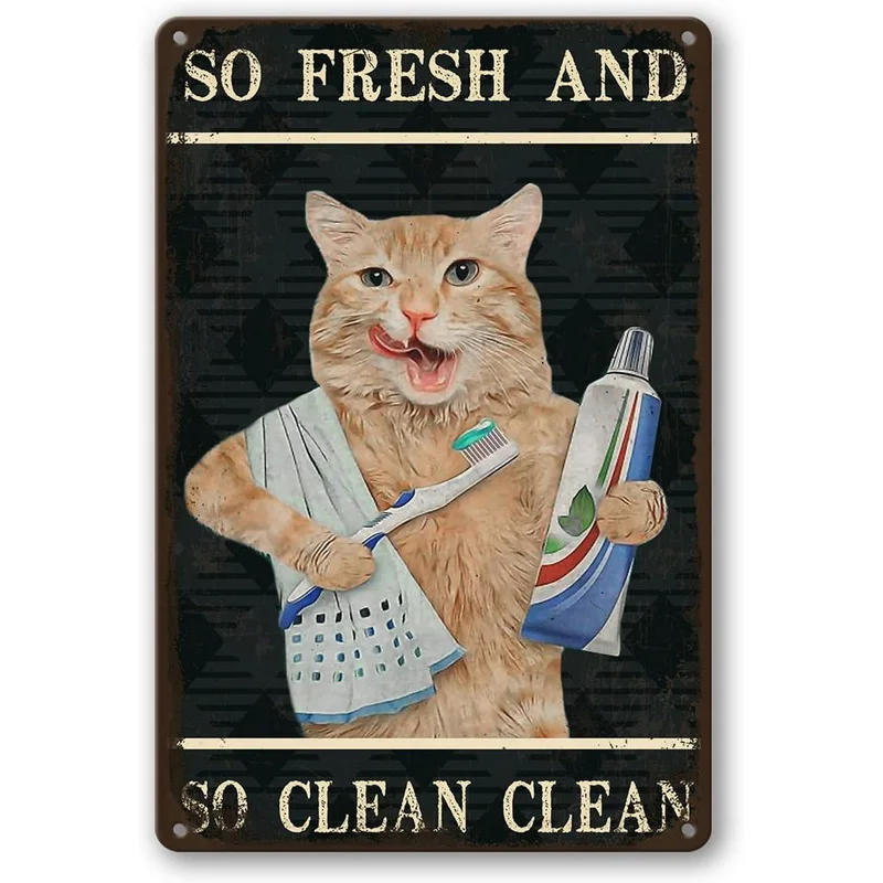 No Coffee No Workee Cat Metal Tin Signs Cat Lovers Gift Vintage Plaque Metal Man Cave Bar Pub Club Cafe Home Wall Decoration
