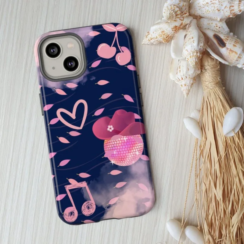 Cute Coastal Cowgirl hat, cherry Phone Case For IPHONE 16 15PRO MAX 14 13 12 11 Acrylic TPU Two in one magnetic Phone Cases