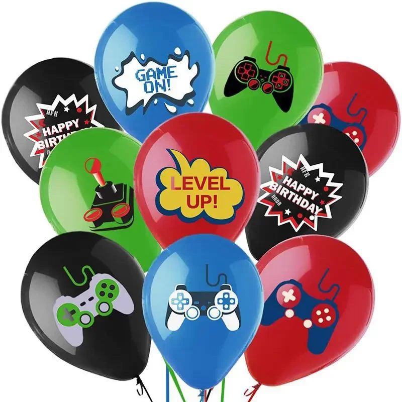 

24pcs 12 Inch Game Theme Handle Latex Balloon Kids Birthday Party Decoration Suit Bar Christmas Props Baby Bath Anniversary