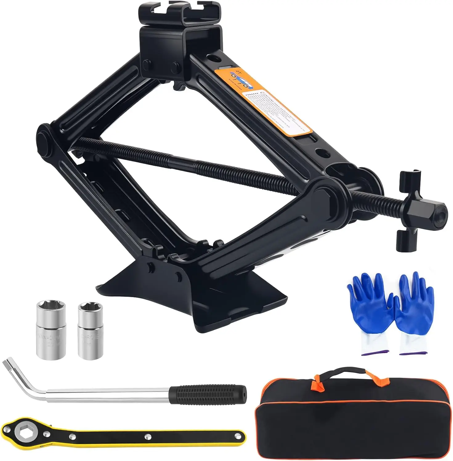 

Heavy Duty Scissor Jacks for Car, Portable 2 Ton Lift Kit with Tire Wrench & Ratchet, Height 3.93-15.35 Inch