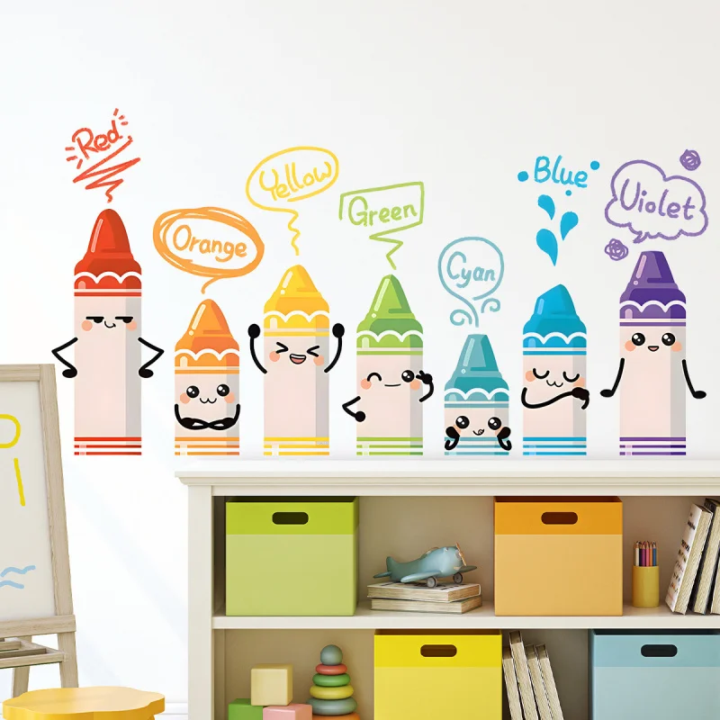 ملصقات حائط ملونة لطيفة على شكل رسوم كرتونية لتزيين غرفة الأطفال ورياض الأطفال والفصول الدراسية ذاتية اللصق وقابلة للإزالة