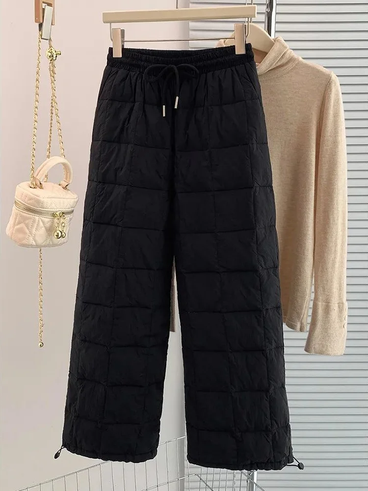 

Bla Wide Leg down Cotton Pants Women's Outerwear Winter Faion Diamond id Windproof Warm Lightweight Cotton Straight Leg...
