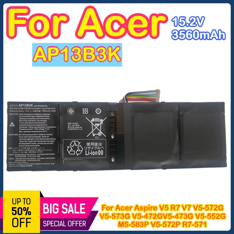 

AP13B3K Подходит для ноутбуков Acer AP13B3K V5-452G/472G/473G/481P/552G/572G.