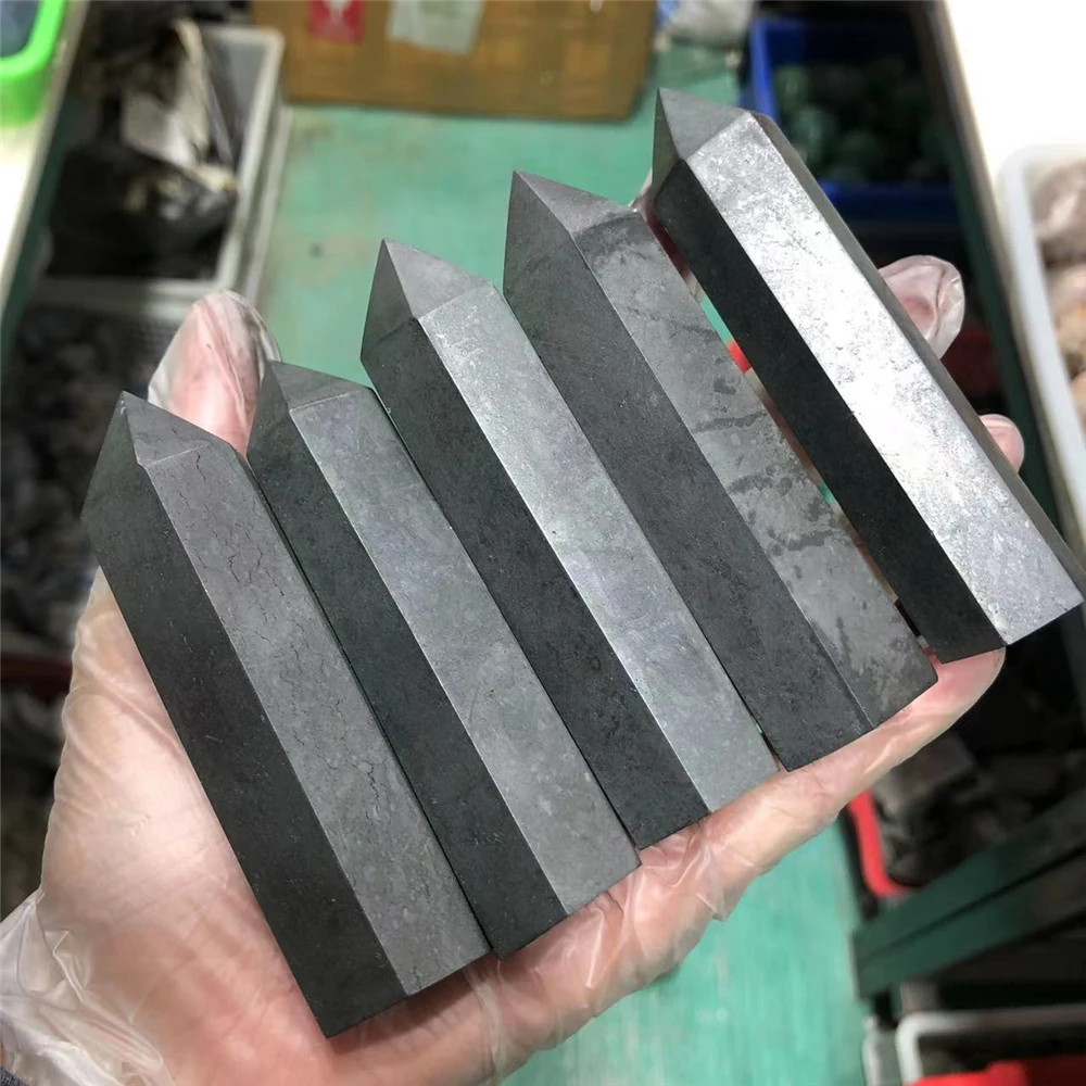 Wholesale natural carving tower gemstone spiritual products shungite point for Christmas decoration 2023