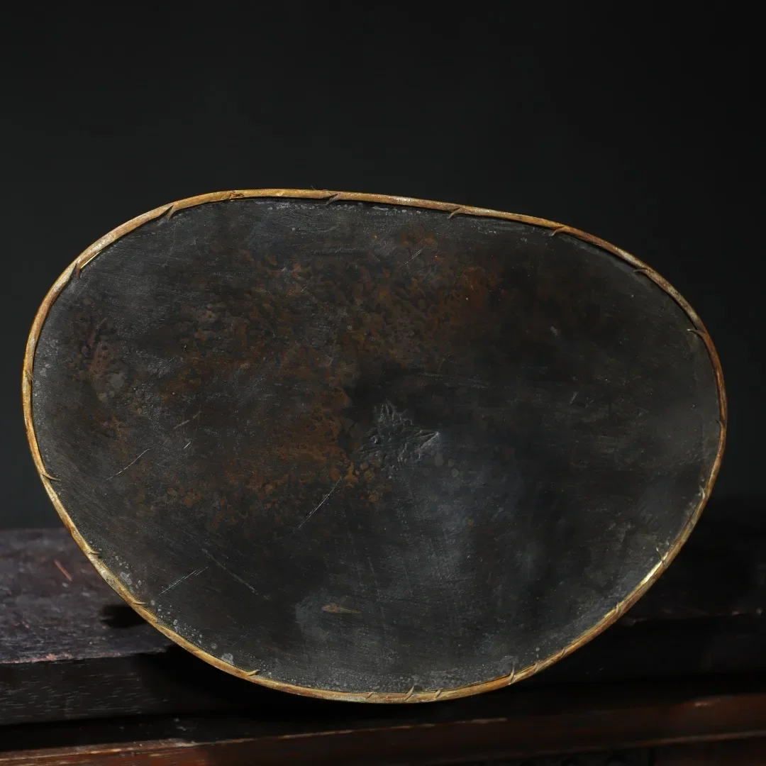 Old Bronze Gilded Painted Face Mahakala Sitting Buddha Backlight Lotus  Terrace Worship Hall