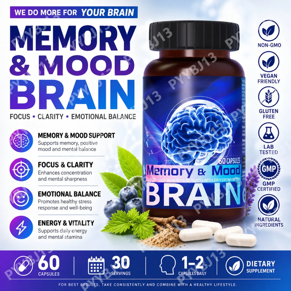 CogMemory & Mood Support Capsules nitive Support Supports Memory & Focus Rhodiola L-TheanineGinkgo Bacopa & B-Vitamins  60 Caps