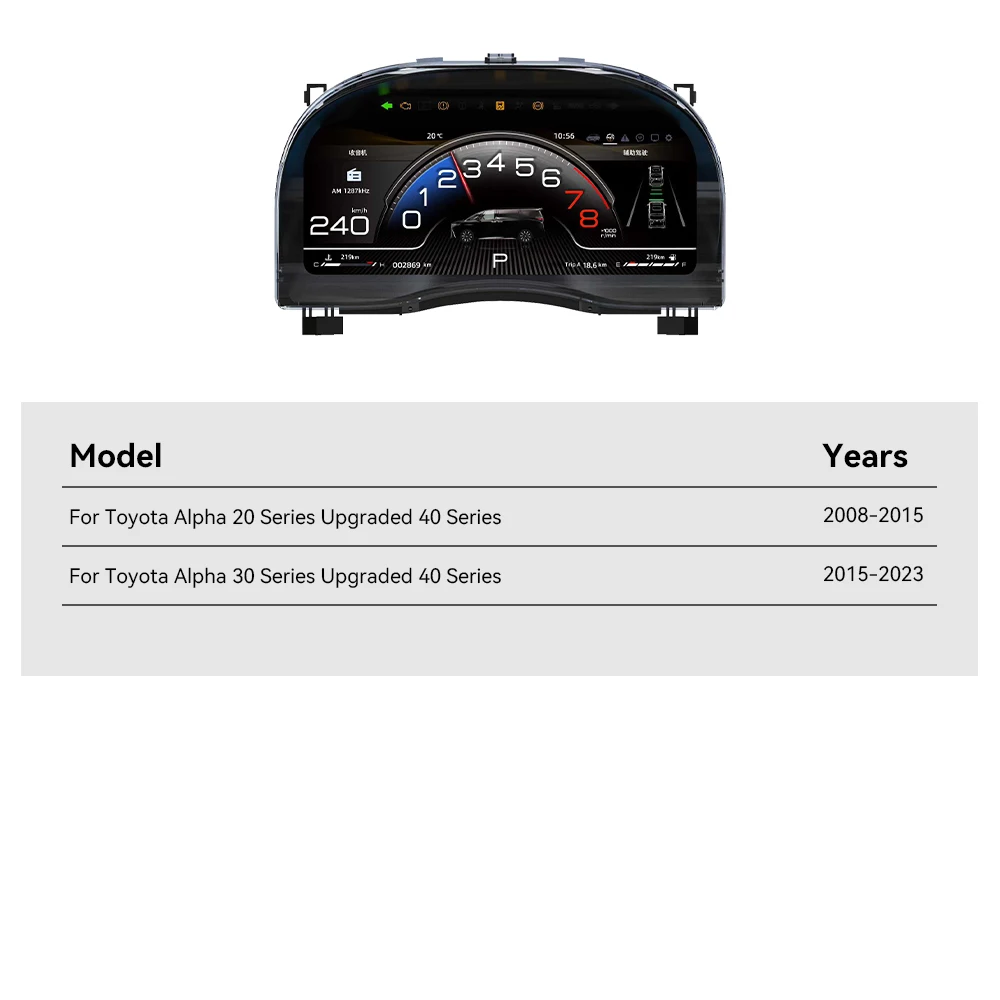 Foforfor 12.3inch Car LCD Instrument for  Alpha 20Series Upgraded 40Series Digital Cluster Speedometer Gauge Dashboard