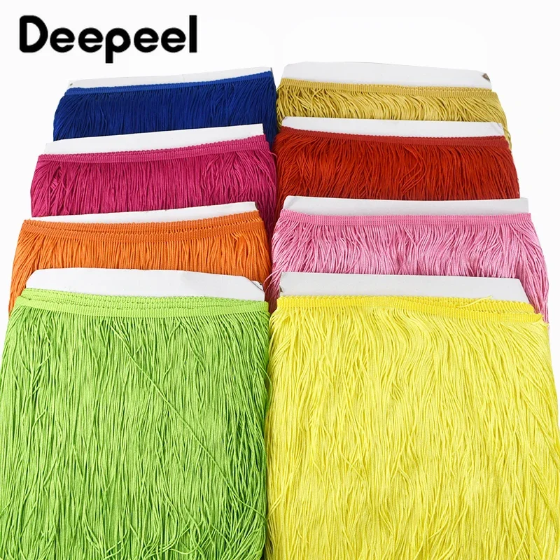 1/2Meters Deepeel 50cm Widen Polyester Tassel Fringe Trim Lace Ribbon Latin Dress Clothing Curtain Decoration Sewing Accessories