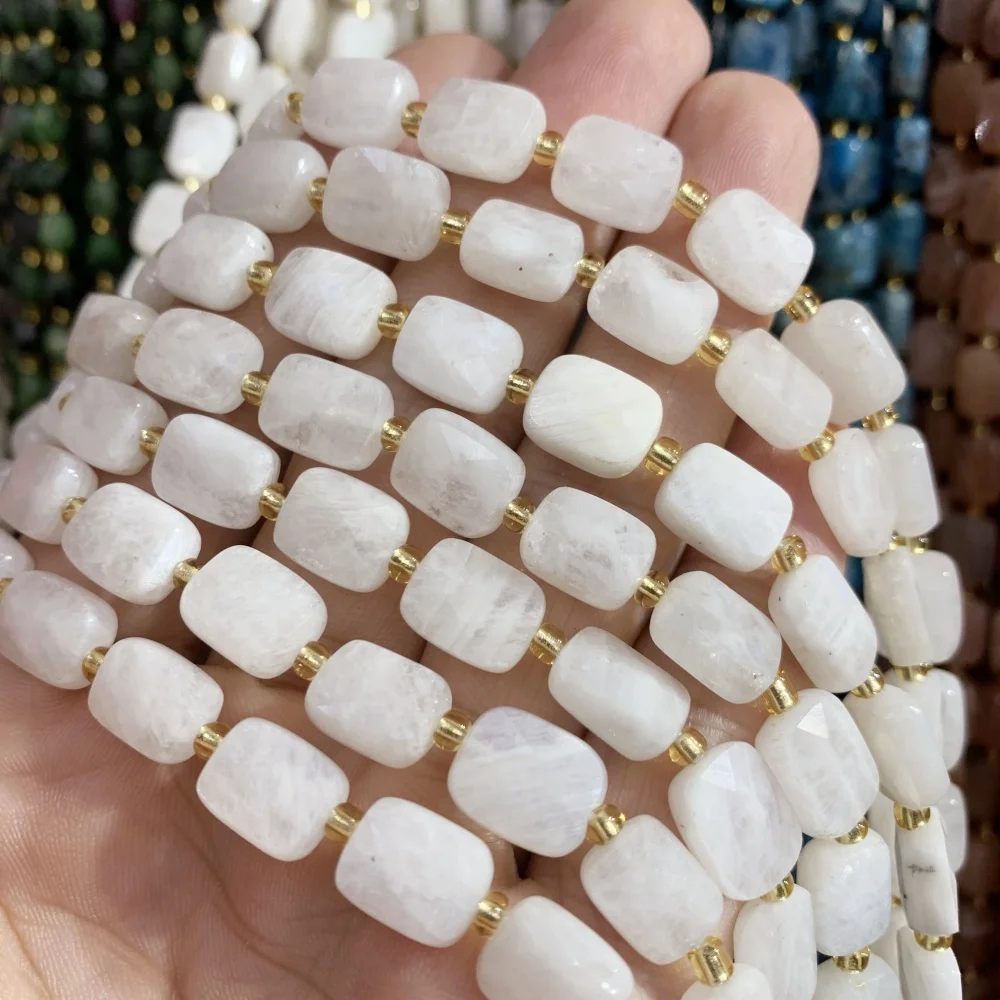 Natural Colored Fluorite square cutting surface 8x10mm moon stone  sunstone Loose Bead DIY  Necklace Bracelet Jewelry Making