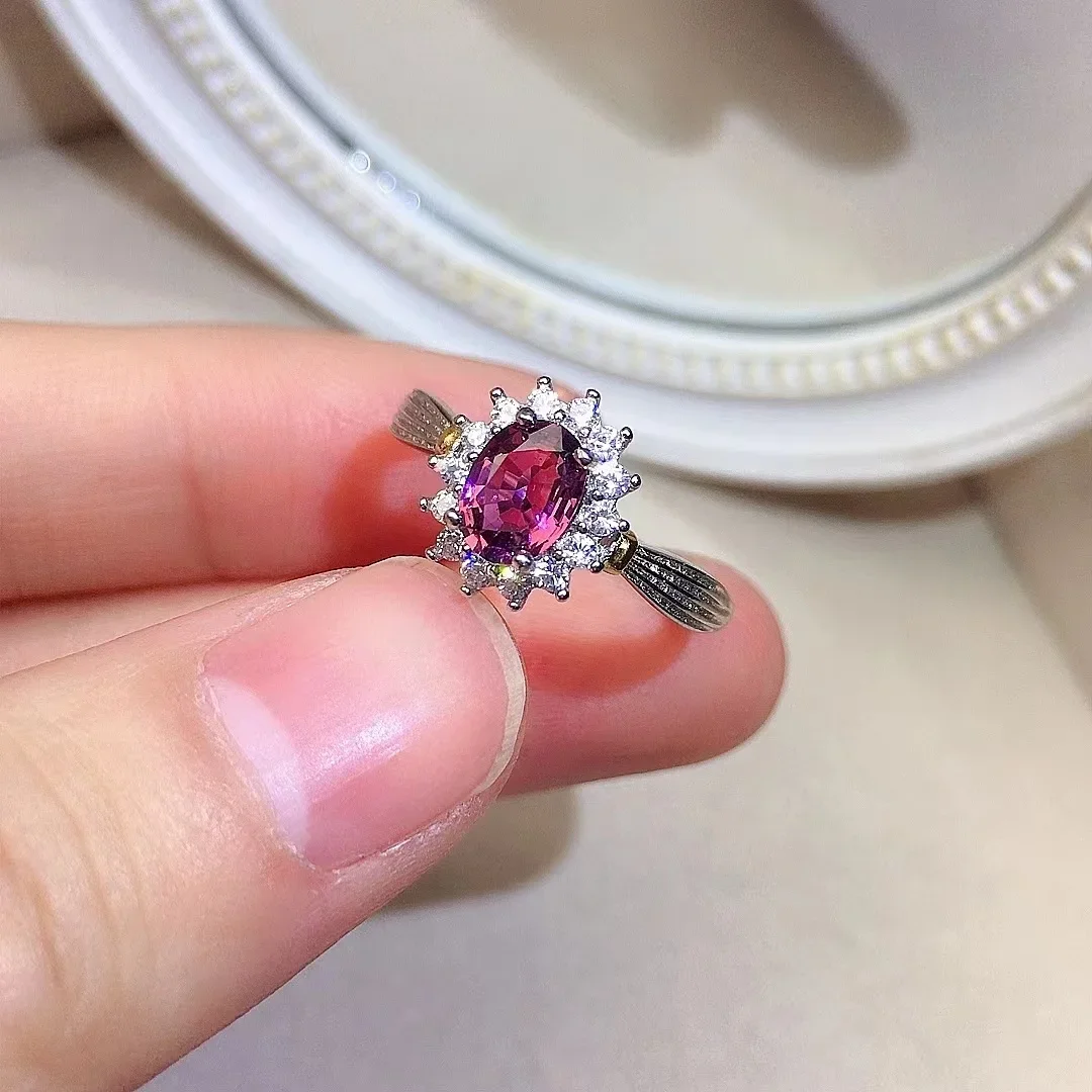 

Classic 925 Silver Pink Tourmaline Ring for Party 5mm*7mm Natural Tourmaline Silver Ring Sterling Silver Tourmaline Jewelry