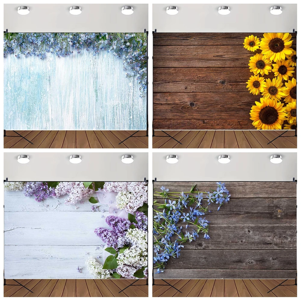 

MOON.QG Spring Easter Wood Plank Background Photography White Wooden Flower Backdrop Photocall Photography Props Shooting Poster