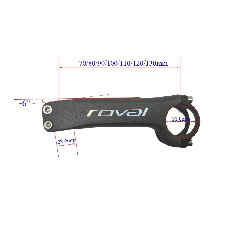 Full Carbon Riser Handlebar, Aluminum Cap, Road Mountain Bike Stems, Angle -6 Degree,-17 Degree, Matte, 31.8x70-130mm