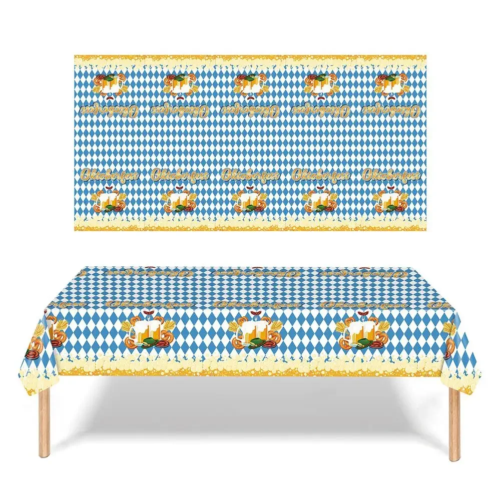 Bavarian Oktoberfest Party Tablecloth Protects Tables from Spills and Scratches Blue and Bavarian Flag Check 108 x 54 Inch