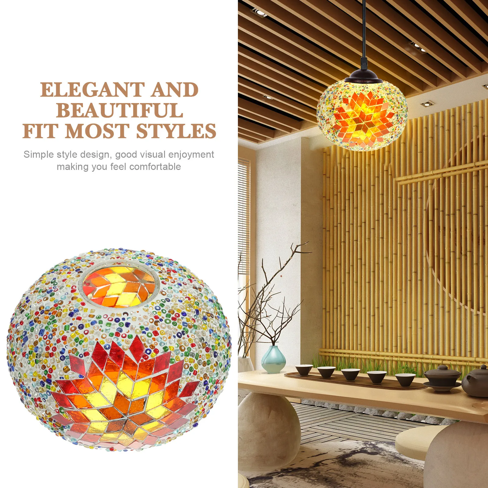 

1 Piece Colorful Glass Lamp Shade for Turkish Mosaic Lamp Retro Style Decorative Light Diffuser Replacement Globe for Table