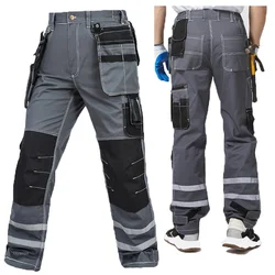 100% Cotton Working Trousers Multi Pocket Wear Resistant Cargo Pants Electrics Labor Repairman Working Pants Hi Vis Safety Pants